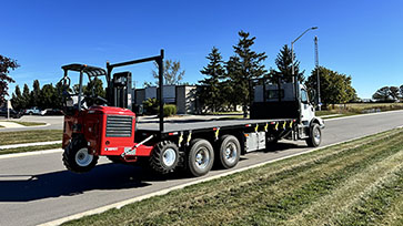 Moffett M8 55.3-10 NX Forklift + Volvo Truck Work-Ready Package for Sale